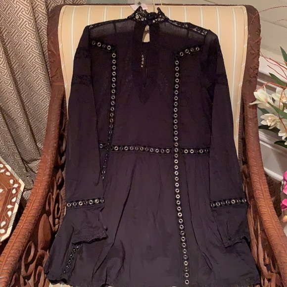 FREE PEOPLE BLACK ALL EYES ON YOU MINI DRESS XS - Picture 14 of 16